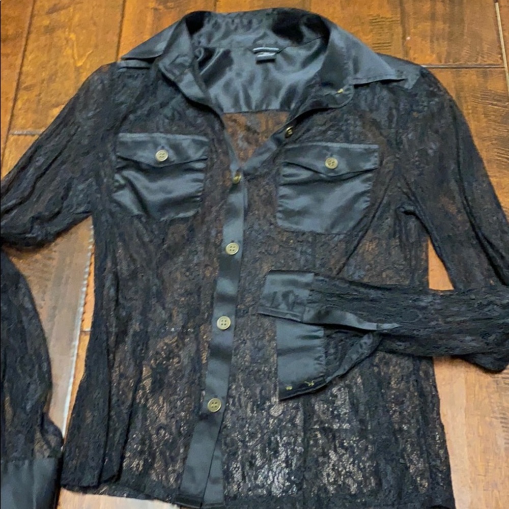 Black Lace Button Down - image 1